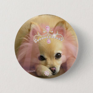 Bóton Redondo 5.08cm cão feericamente da princesa com coroa do diamant