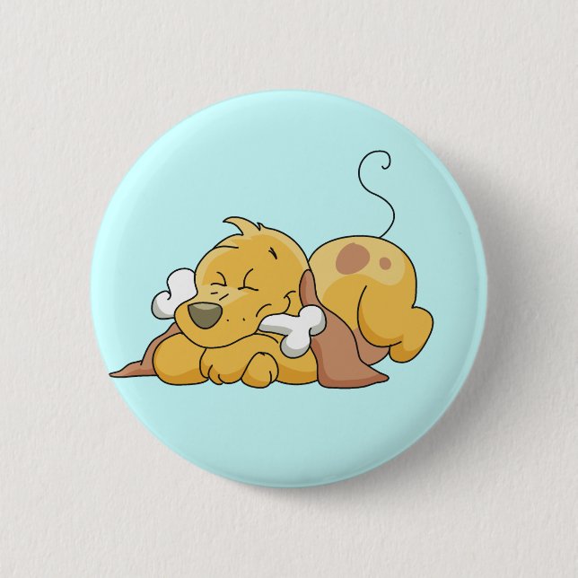 Bóton Redondo 5.08cm Cão feliz com camiseta e presentes do osso (Frente)