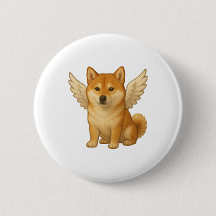 Bóton Redondo 5.08cm Cão feliz do desenho animado de Shiba Inu