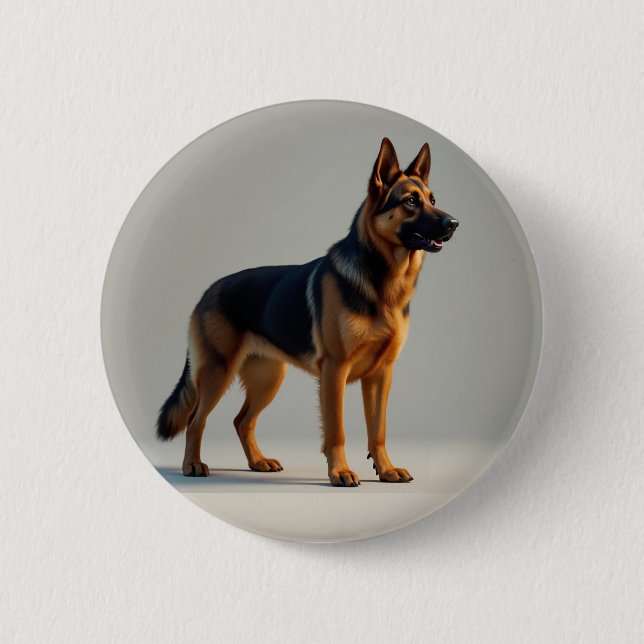 Bóton Redondo 5.08cm Cão german shepherd (Frente)
