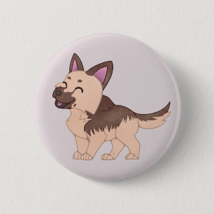 Bóton Redondo 5.08cm Cão German shepherd Kawaii