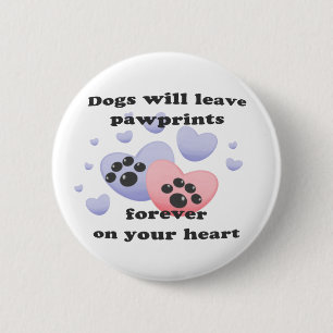 Bóton Redondo 5.08cm Cão Pawprints no coração