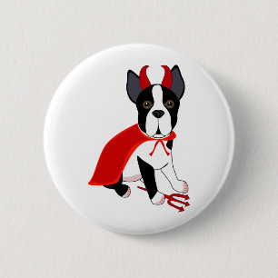Bóton Redondo 5.08cm Cão pequeno do Dia das Bruxas do diabo