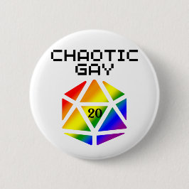 Bóton Redondo 5.08cm Caótico Gay D20 – Orgulho LGBTQ+ DND