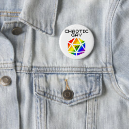 Bóton Redondo 5.08cm Caótico Gay D20 – Orgulho LGBTQ+ DND