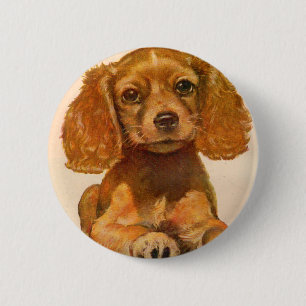 Bóton Redondo 5.08cm Cãozinho-de-panela da década de 1940 - O mais qu
