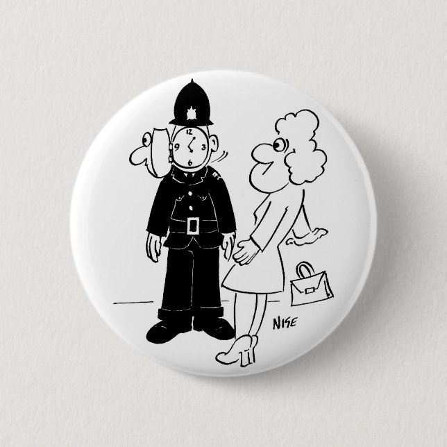 Bóton Redondo 5.08cm Capacete de Relógio do Policial (Frente)