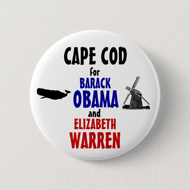 Bóton Redondo 5.08cm CAPE COD para Obama e Warren 2012 (Frente)