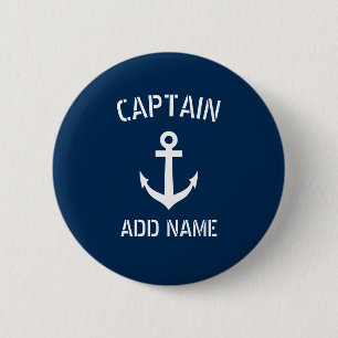 Bóton Redondo 5.08cm Capitão de navio-âncora náutico azul-marinho perso