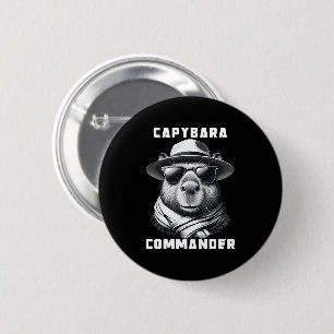 Bóton Redondo 5.08cm Capivara Com Óculos De Sol Capy Comandante