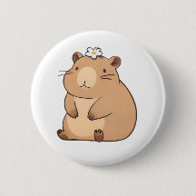 Capivara Fofa com Design Kawaii de Flor Margarida