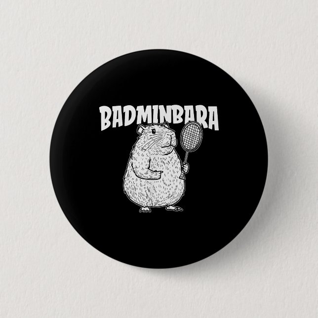 Bóton Redondo 5.08cm Capybara Badminton Shuttle - Jogadora Racket Badmi (Frente)