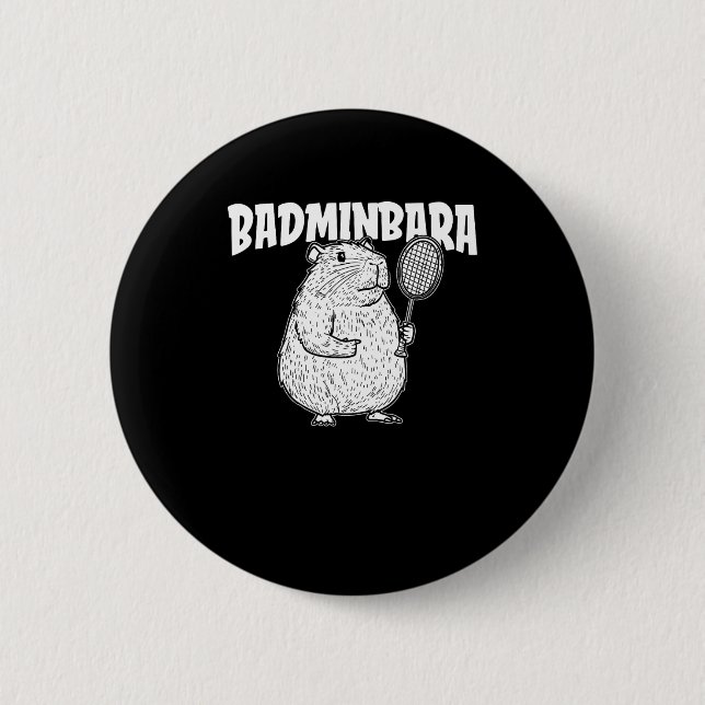 Bóton Redondo 5.08cm Capybara Badminton Shuttle - Jogadora Racket Badmi (Frente)