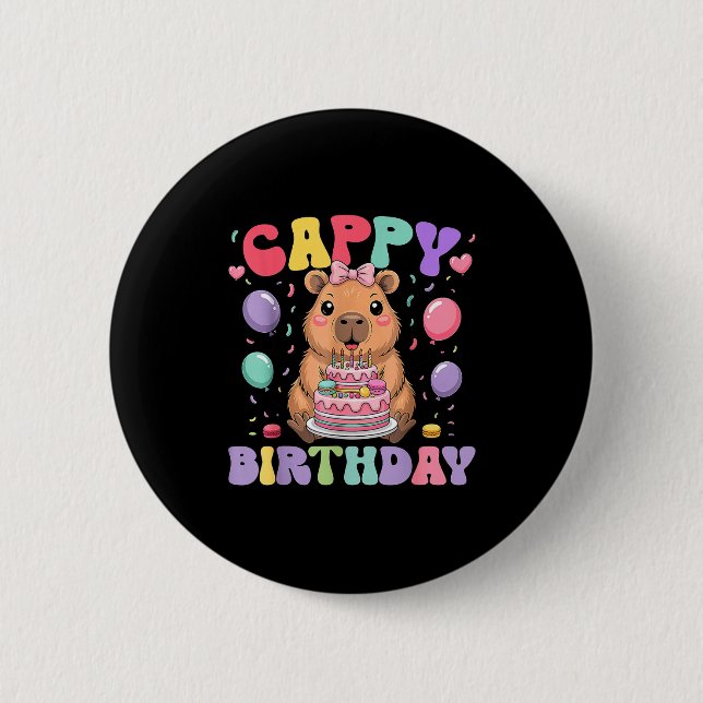 Bóton Redondo 5.08cm Capybara Birthday Girls Funny Birthday Kids Boys G (Frente)