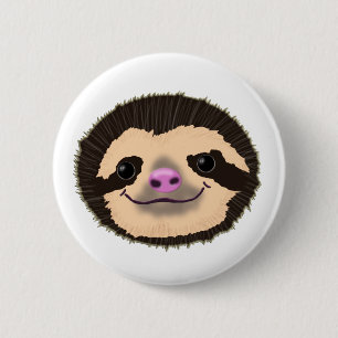 Bóton Redondo 5.08cm cara de sorriso marrom da preguiça