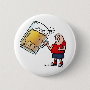 Bóton Redondo 5.08cm Cara Engraçado Com Apenas Uma Grande Cerveja