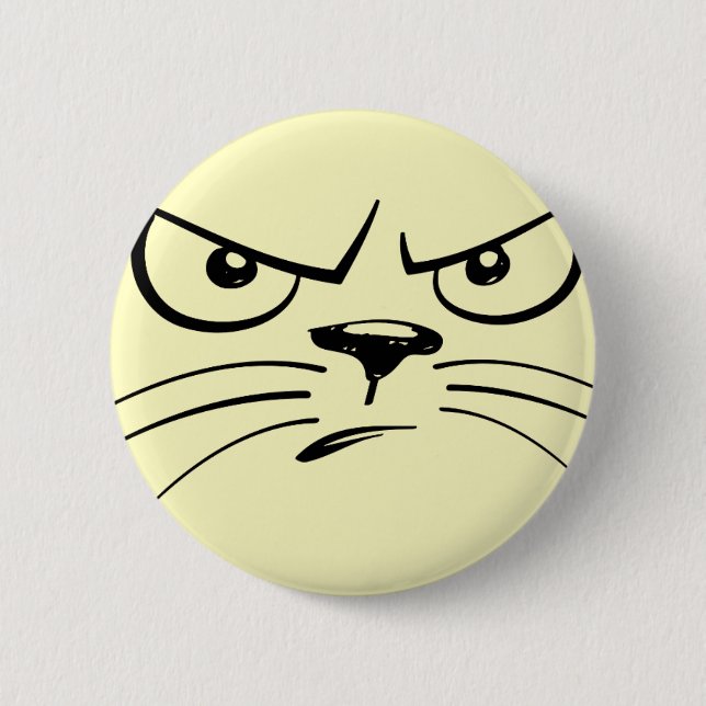 Bóton Redondo 5.08cm Cara olhando de sobrancelhas franzidas do gato (Frente)