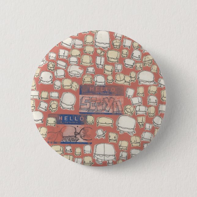 Bóton Redondo 5.08cm Caras pequenas em toda parte (Frente)