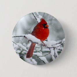 Bóton Redondo 5.08cm Cardeal vermelho no botão da neve