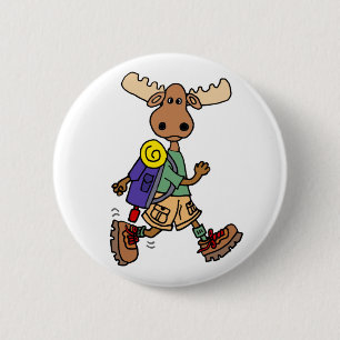 Bóton Redondo 5.08cm Caricatura de Hiker de Moose
