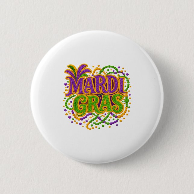 Bóton Redondo 5.08cm Carnaval Mardi Gras Terça-Feira Gorda Latch Hook F (Frente)