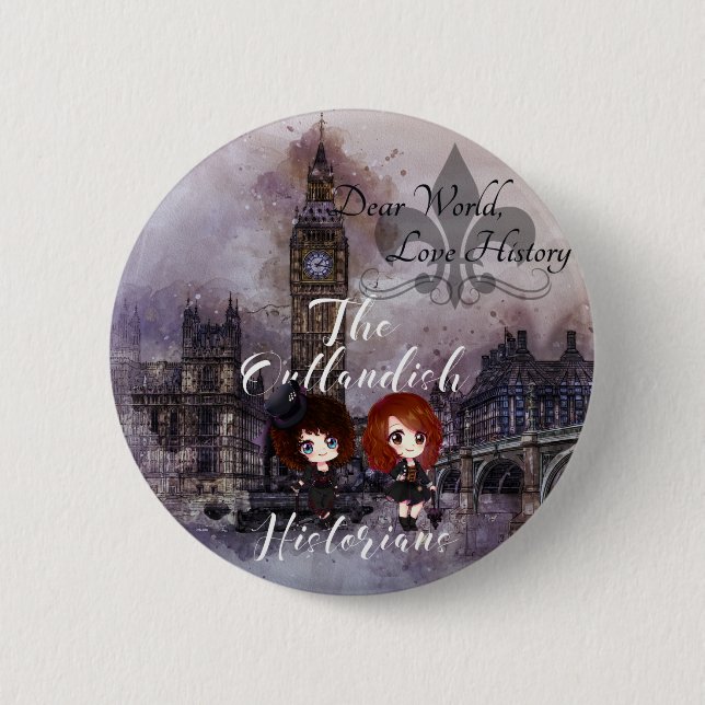 Bóton Redondo 5.08cm Caro Mundo, botão estranho Podcast história do (Frente)