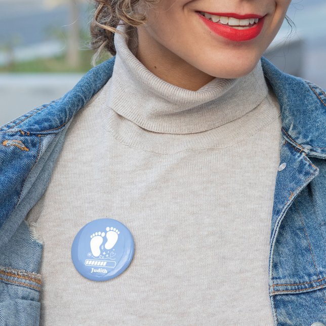 Bóton Redondo 5.08cm Carregamento de Bebê Azul (Criador carregado)
