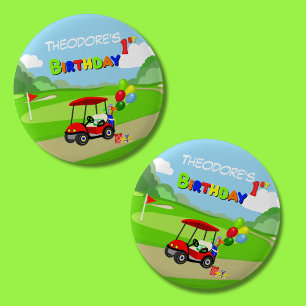 Bóton Redondo 5.08cm Carrinho de Golfe Vermelho de primeiro aniversario