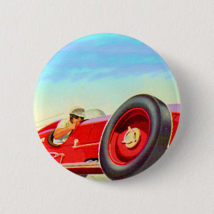 Bóton Redondo 5.08cm carro de competência 1950 vermelho