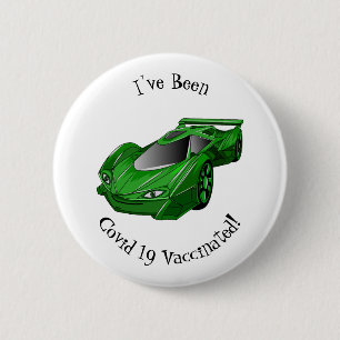 Bóton Redondo 5.08cm Carro desportivo verde com ilustração aerofoil