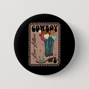 Bóton Redondo 5.08cm Carta de Amor de Cowboy, Dia dos Namorados Retro,