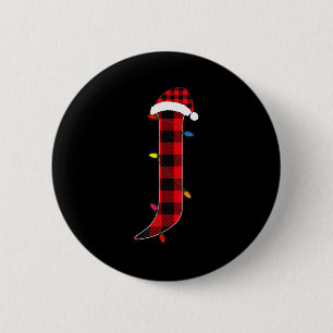 Bóton Redondo 5.08cm Carta Incrível J Nome Inicial Plaid Búfalo Natal