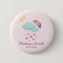 Bóton Redondo 5.08cm Cartão de aniversário colorido de guarda-chuva com