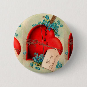 Bóton Redondo 5.08cm Cartão-postal Vintage Grande Namorados Vermelho He