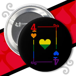 Bóton Redondo 5.08cm Cartas de Baralho da Bandeira LGBTQ de Quatro Copa