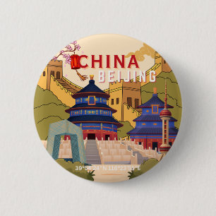 Bóton Redondo 5.08cm Cartaz de Viagem de Pequim China Arte de Parede