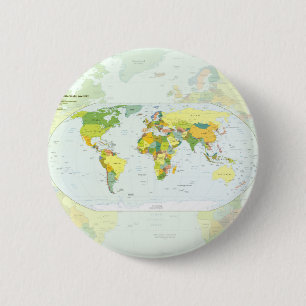 Bóton Redondo 5.08cm Cartaz do Atlas Político do Mapa Mundial: Decoraçã