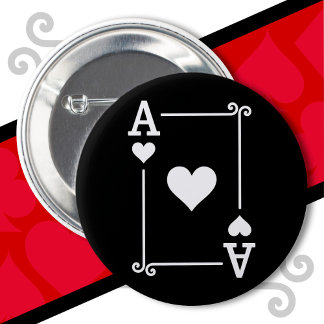 Bóton Redondo 5.08cm Cartões Para Tocar Cartões Cartão Ace Hearts Card