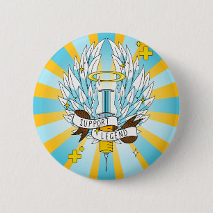 Bóton Redondo 5.08cm Cartoon da Seringa Amarela Gamer de Suporte