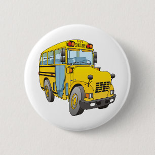 Bóton Redondo 5.08cm Cartoon de ônibus escolar