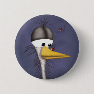 Bóton Redondo 5.08cm Cartoon Engraçado Egret
