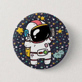Bóton Redondo 5.08cm Cartoon espacial astronauta