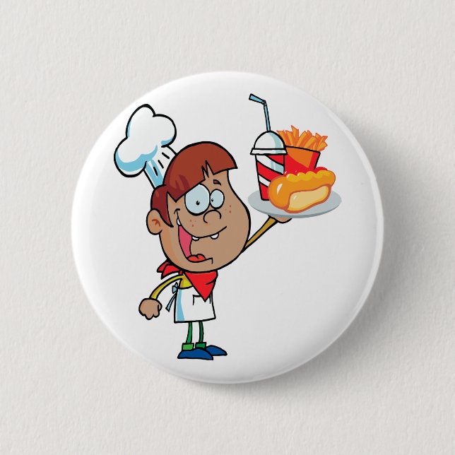Bóton Redondo 5.08cm cartoon fast comida waiter (Frente)