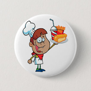 Bóton Redondo 5.08cm cartoon fast comida waiter