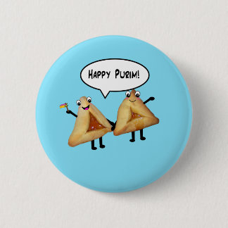 Bóton Redondo 5.08cm Cartoon Feliz Purim Cute Smilhando Hamentaschen