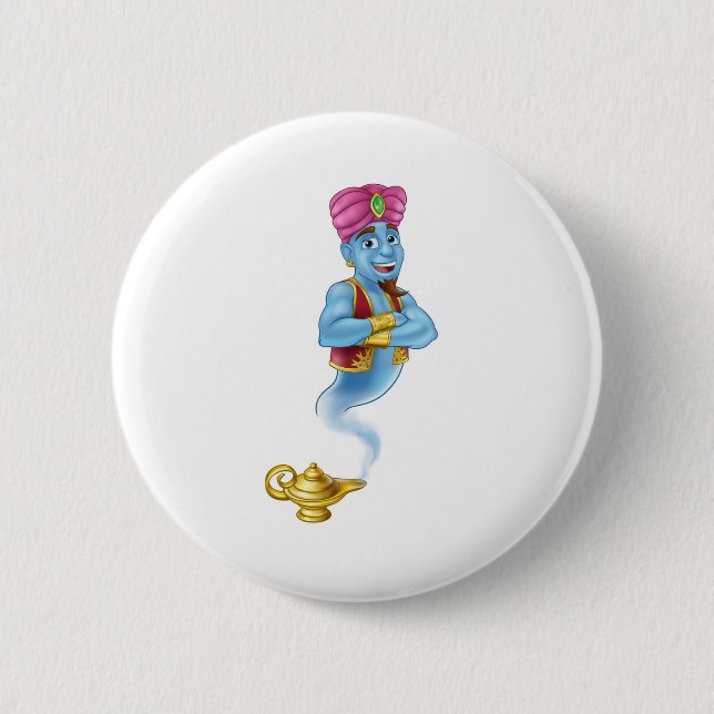 Bóton Redondo 5.08cm Cartoon Genie Magic Lamp Aladdin Pantomime (Frente)