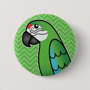Bóton Redondo 5.08cm Cartoon Militar Macaw Parrot Bird