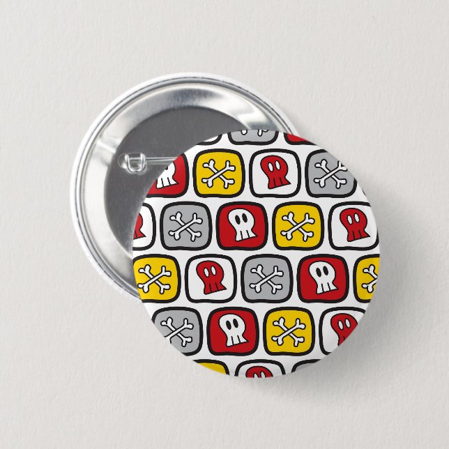 Bóton Redondo 5.08cm Cartoon Pirate / Skeleton Skulls & Bones Diversão  (Frente & Verso)