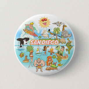 Bóton Redondo 5.08cm Cartoon San Diego