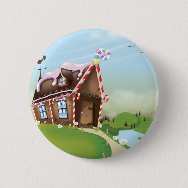 Bóton Redondo 5.08cm Casa de biscoito de gengibre (Frente)